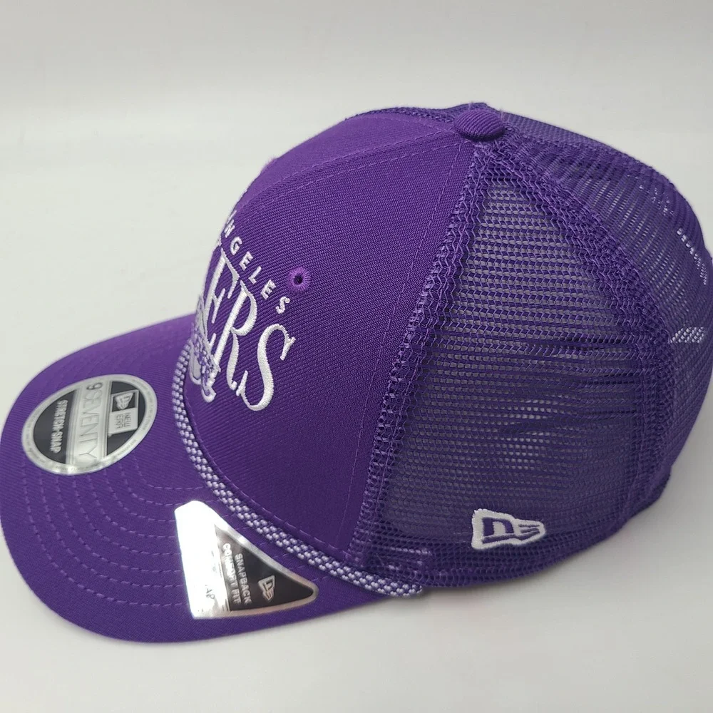 Los Angeles Lakers Hat Snapback Trucker Mesh New Era 9Seventy Purple White Rope